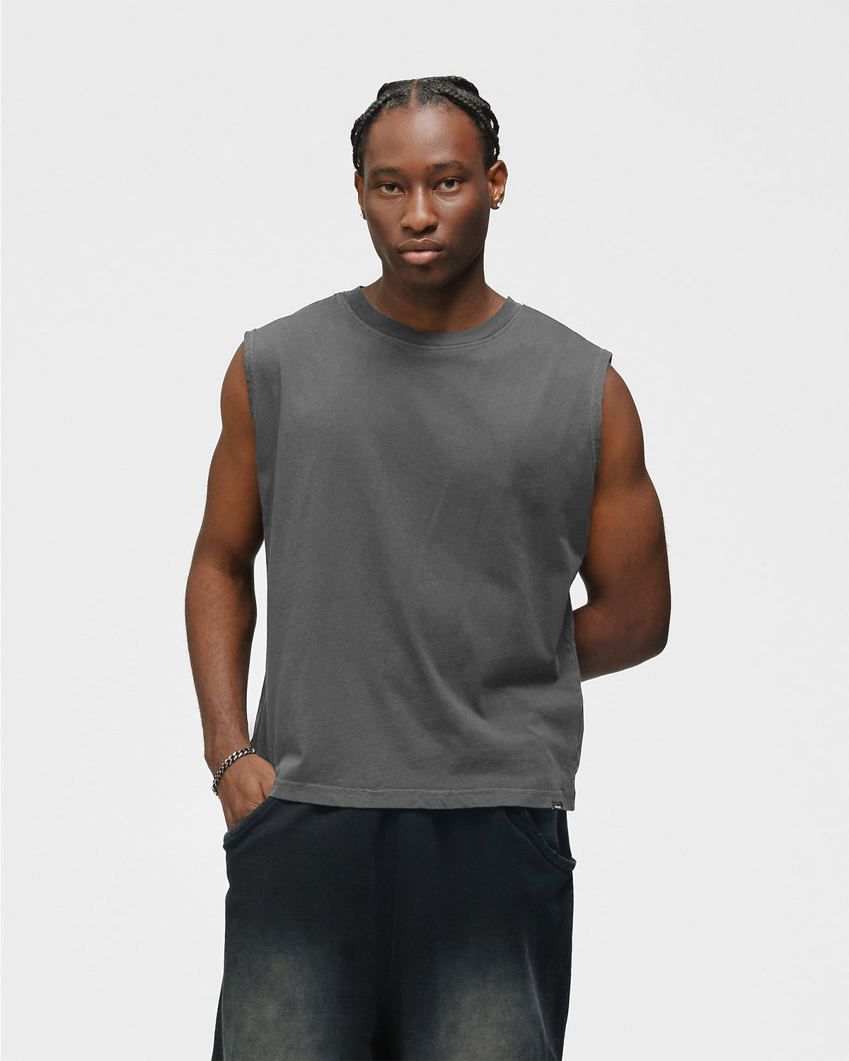 Cropped Tank Top - Washed Grey