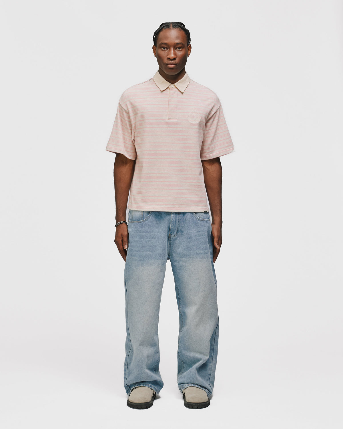 Striped Polo Shirt - Pink