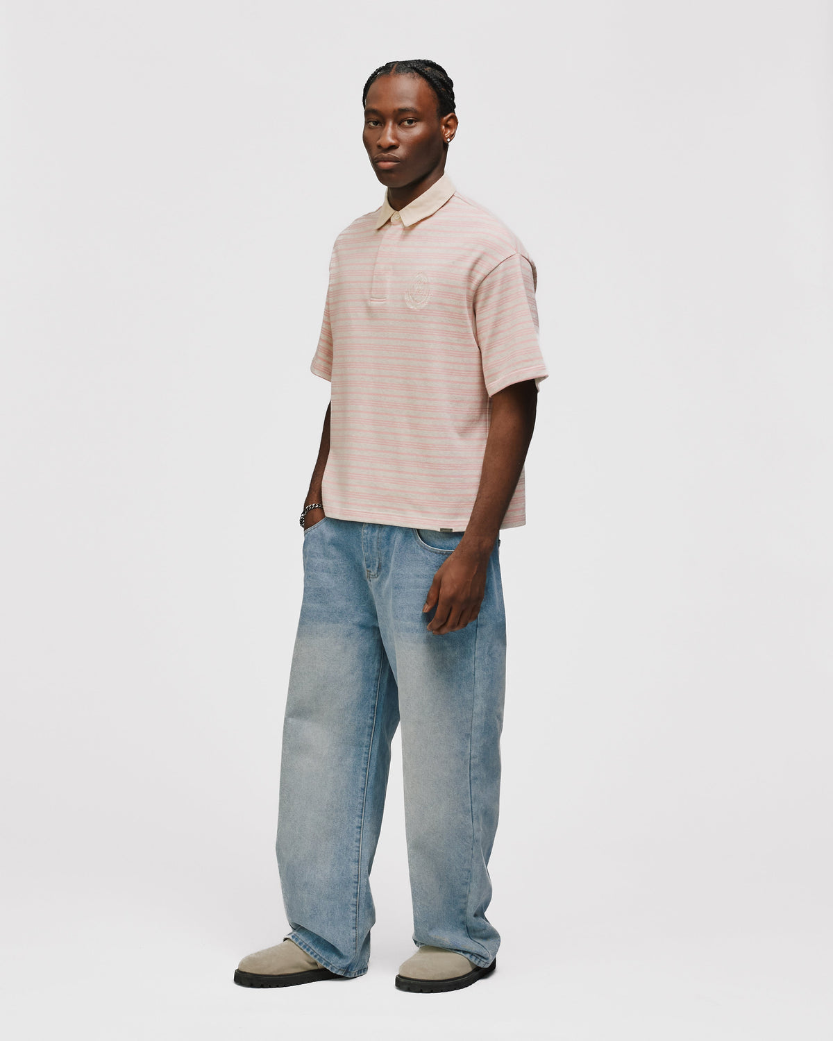 Striped Polo Shirt - Pink