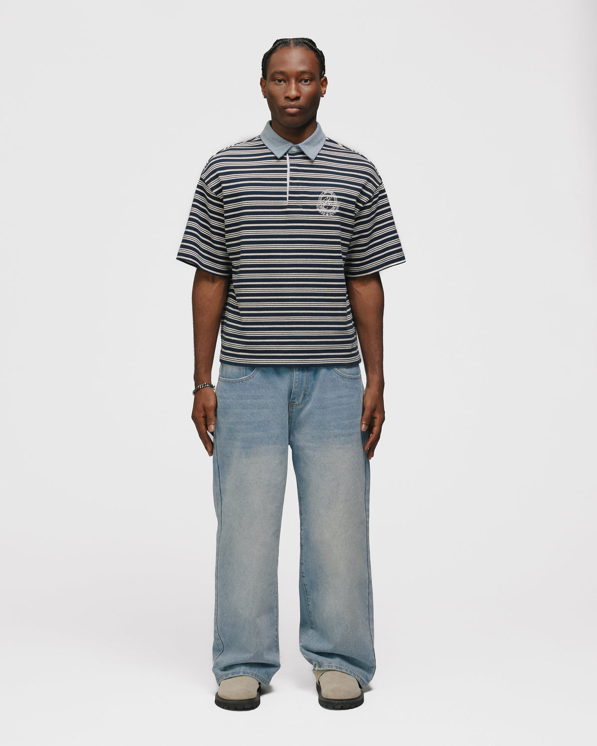 Striped Polo Shirt - Navy
