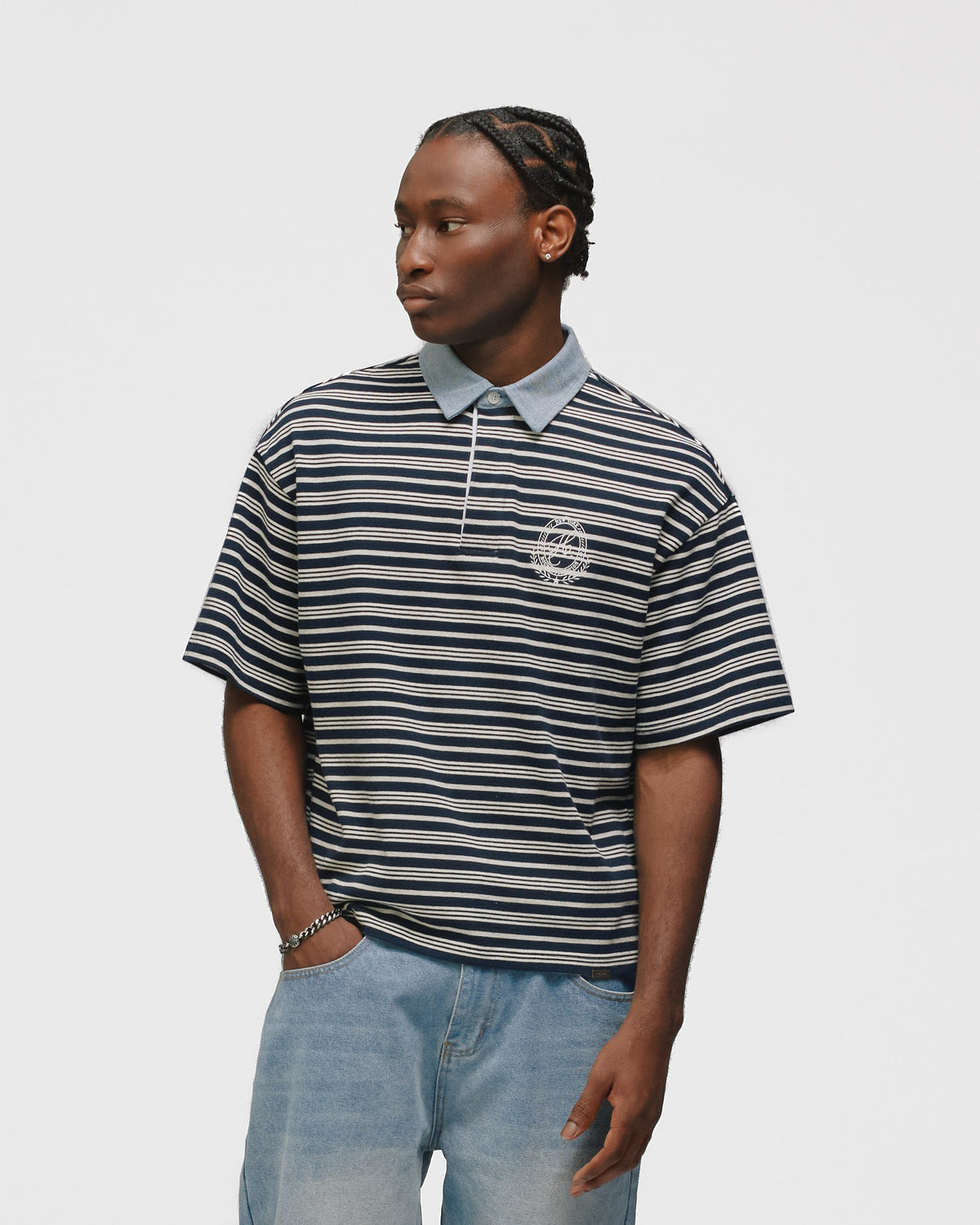Striped Polo Shirt - Navy