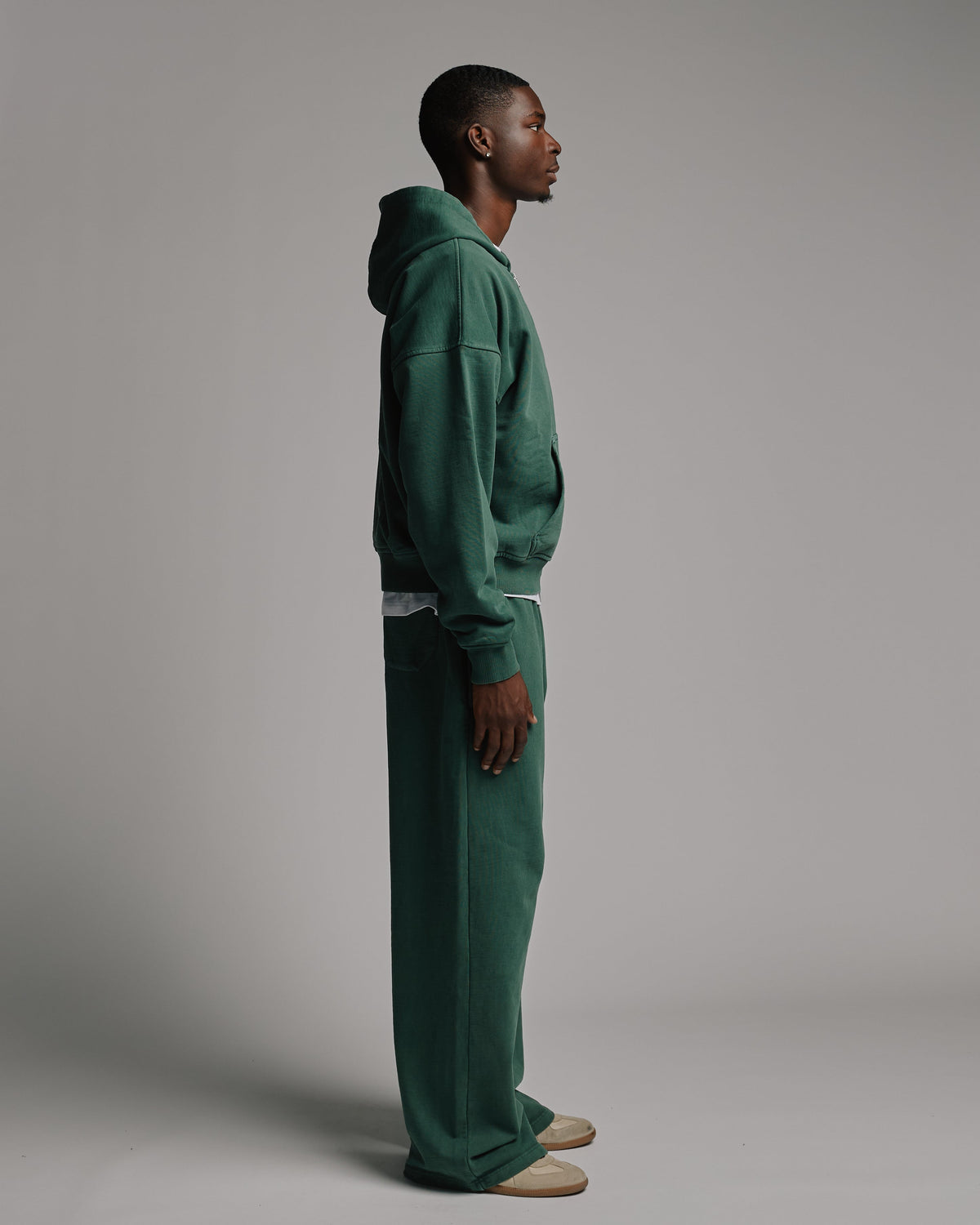 Thermal Lined Zip Hoodie - Vintage Green