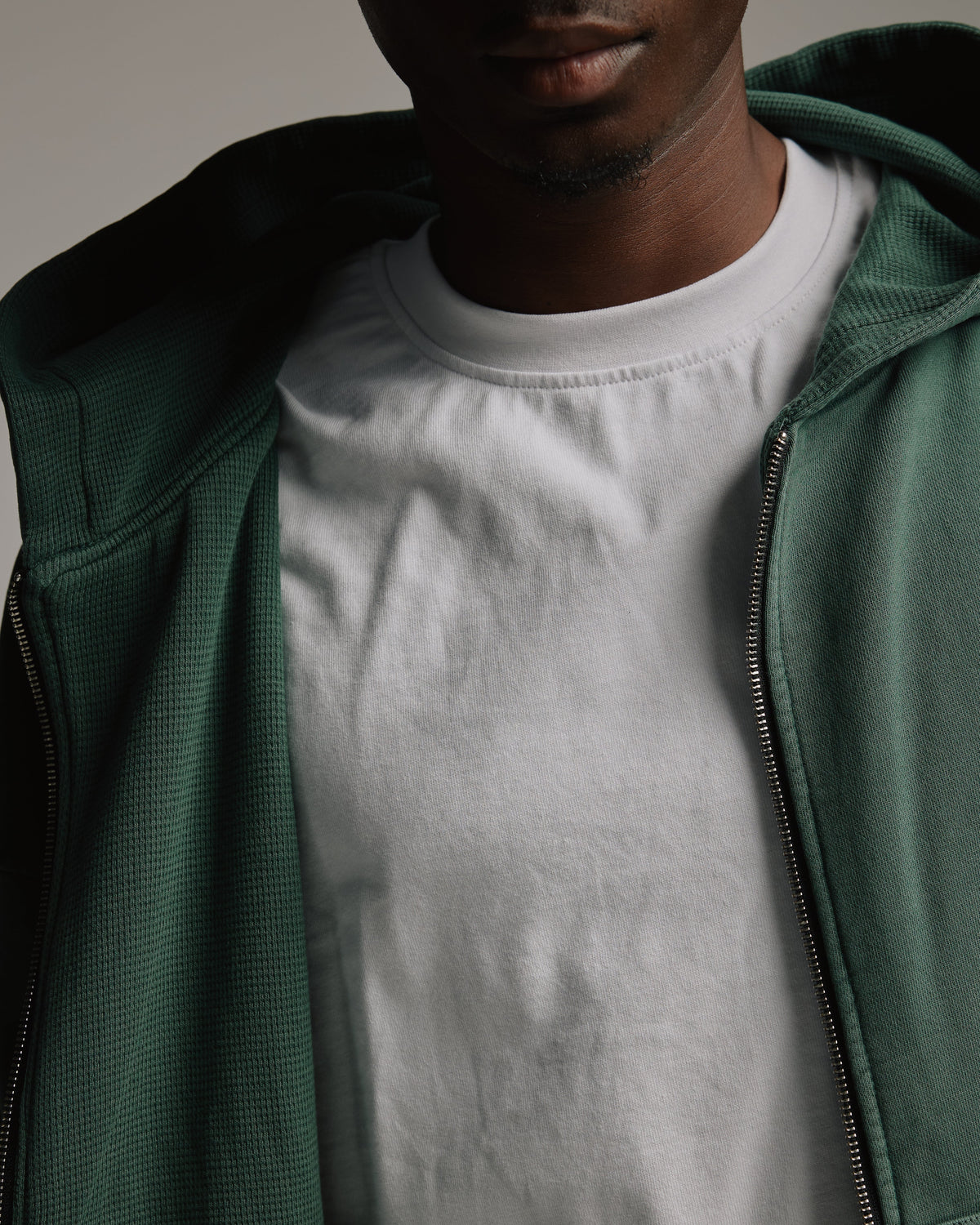 Thermal Lined Zip Hoodie - Vintage Green