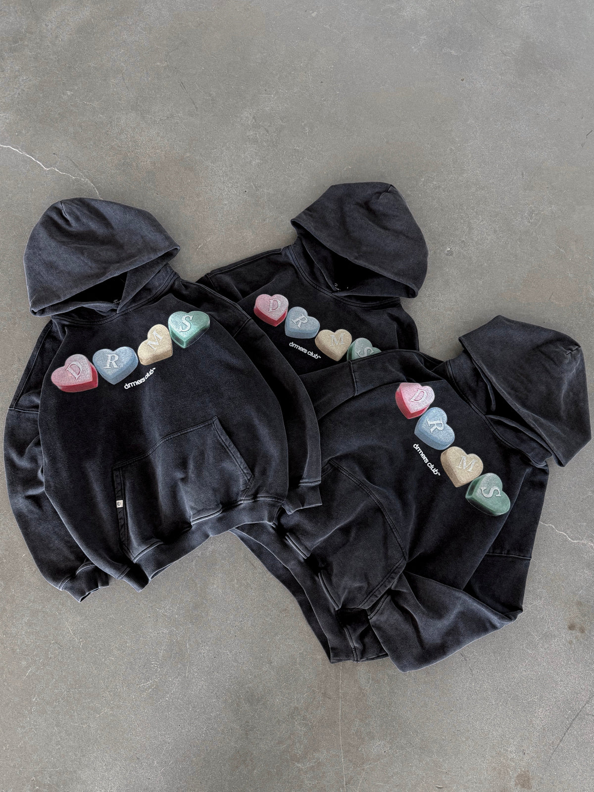 CANDY HEARTS HOODIE - VINTAGE BLACK