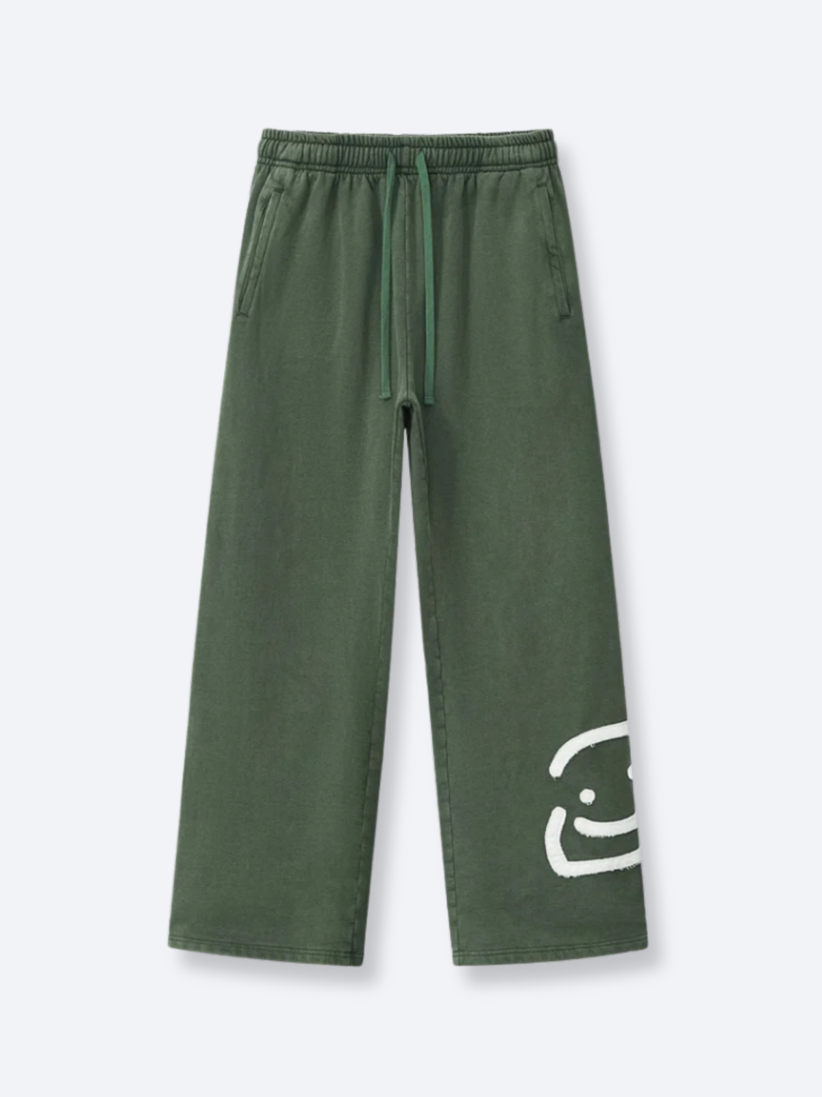 SMILEY PATCH SWEATPANTS - FADED PINE
