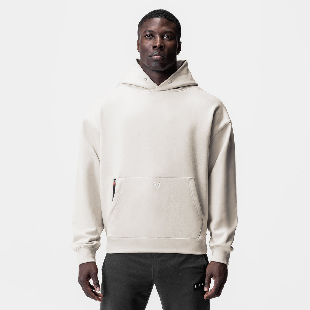 0874. Tech-Terry™ Zip Pocket Hoodie - Stone/White "OTWR"