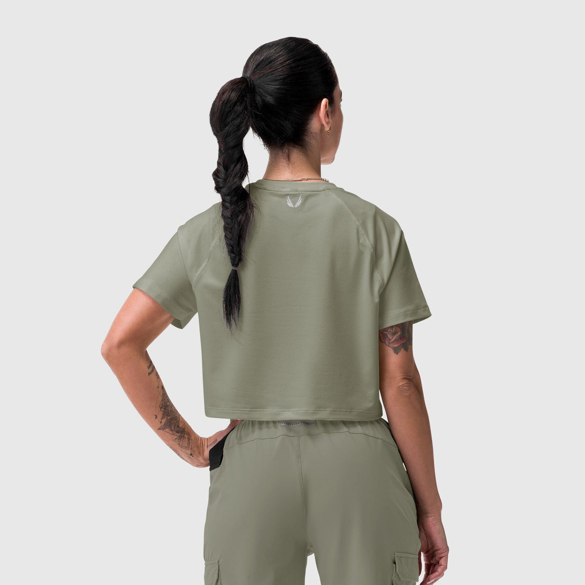 W018. AeroSilver® Cropped Tee - Sage