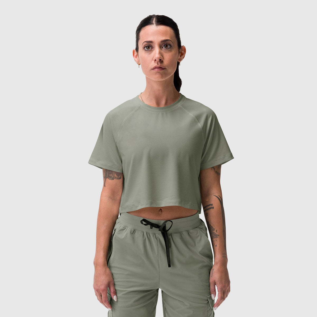 W018. AeroSilver® Cropped Tee - Sage