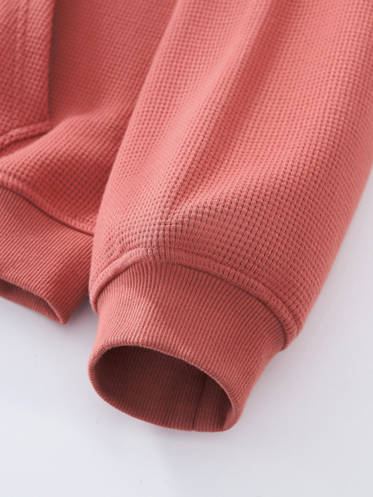 WAFFLE ZIP HOODIE - SALMON