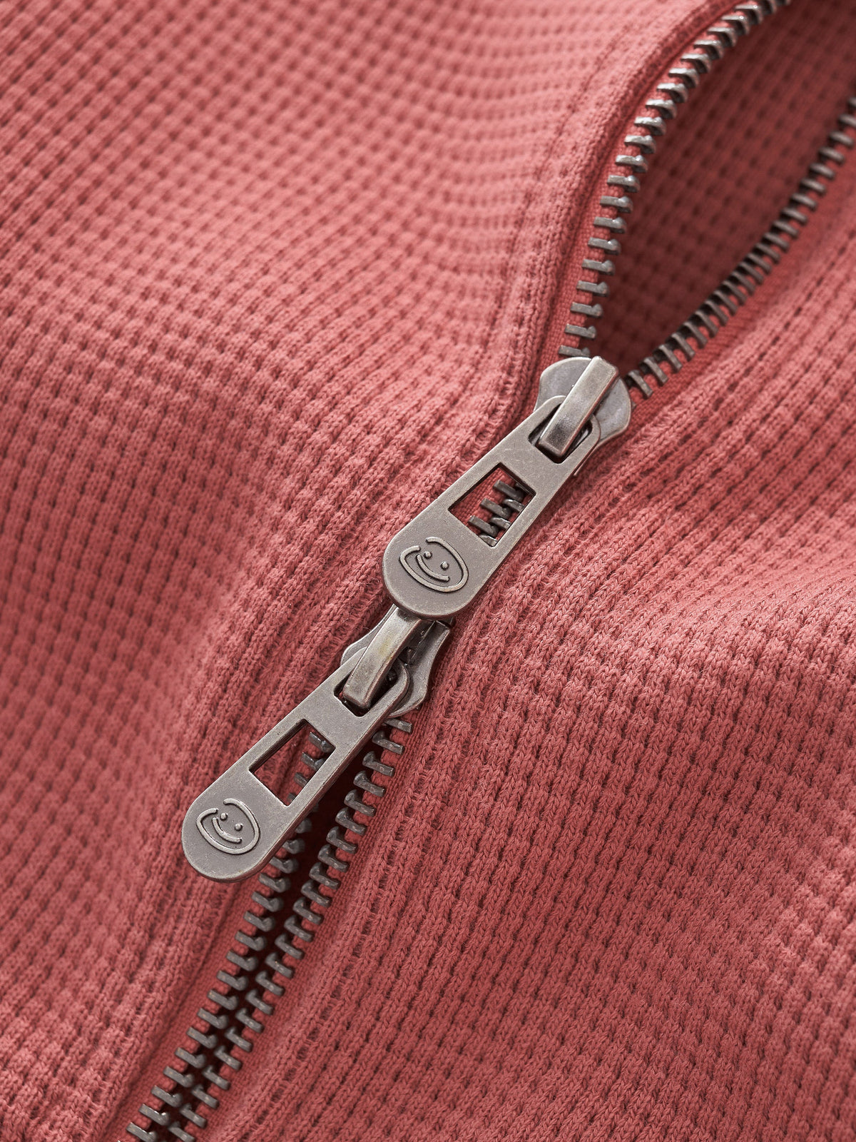WAFFLE ZIP HOODIE - SALMON