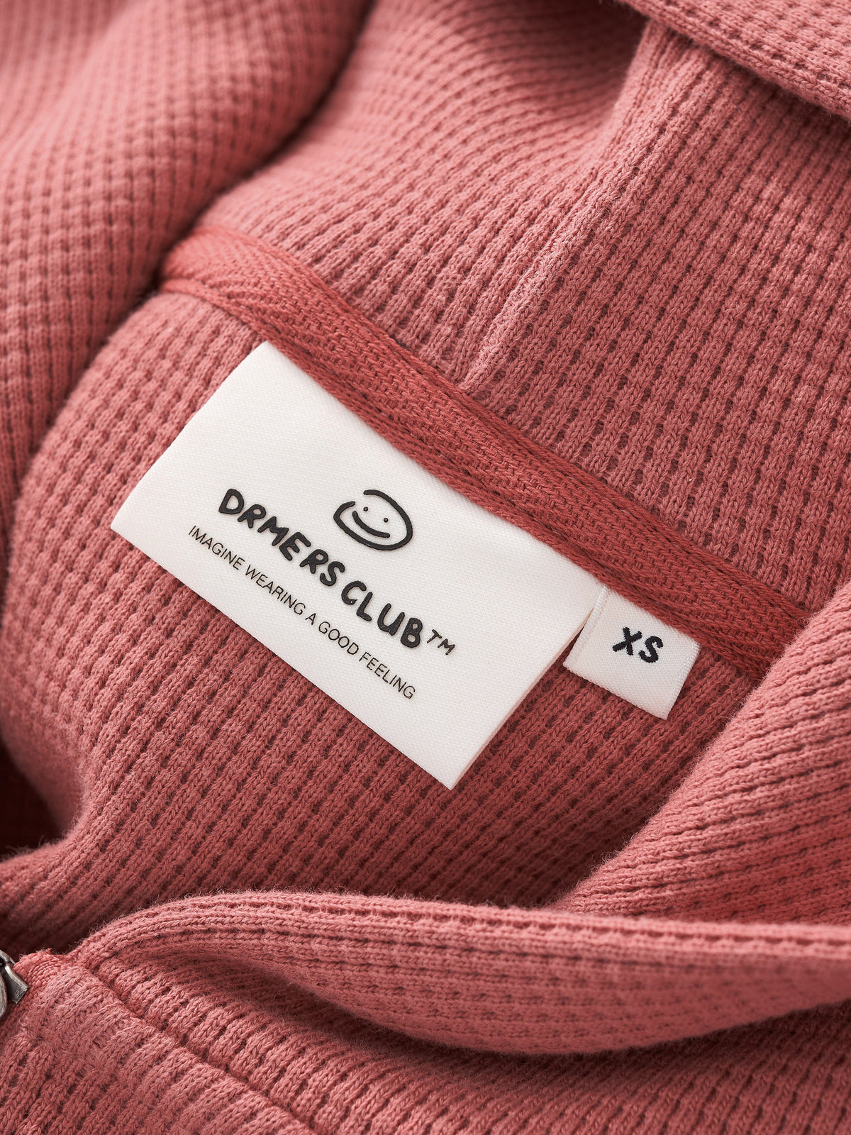 WAFFLE ZIP HOODIE - SALMON