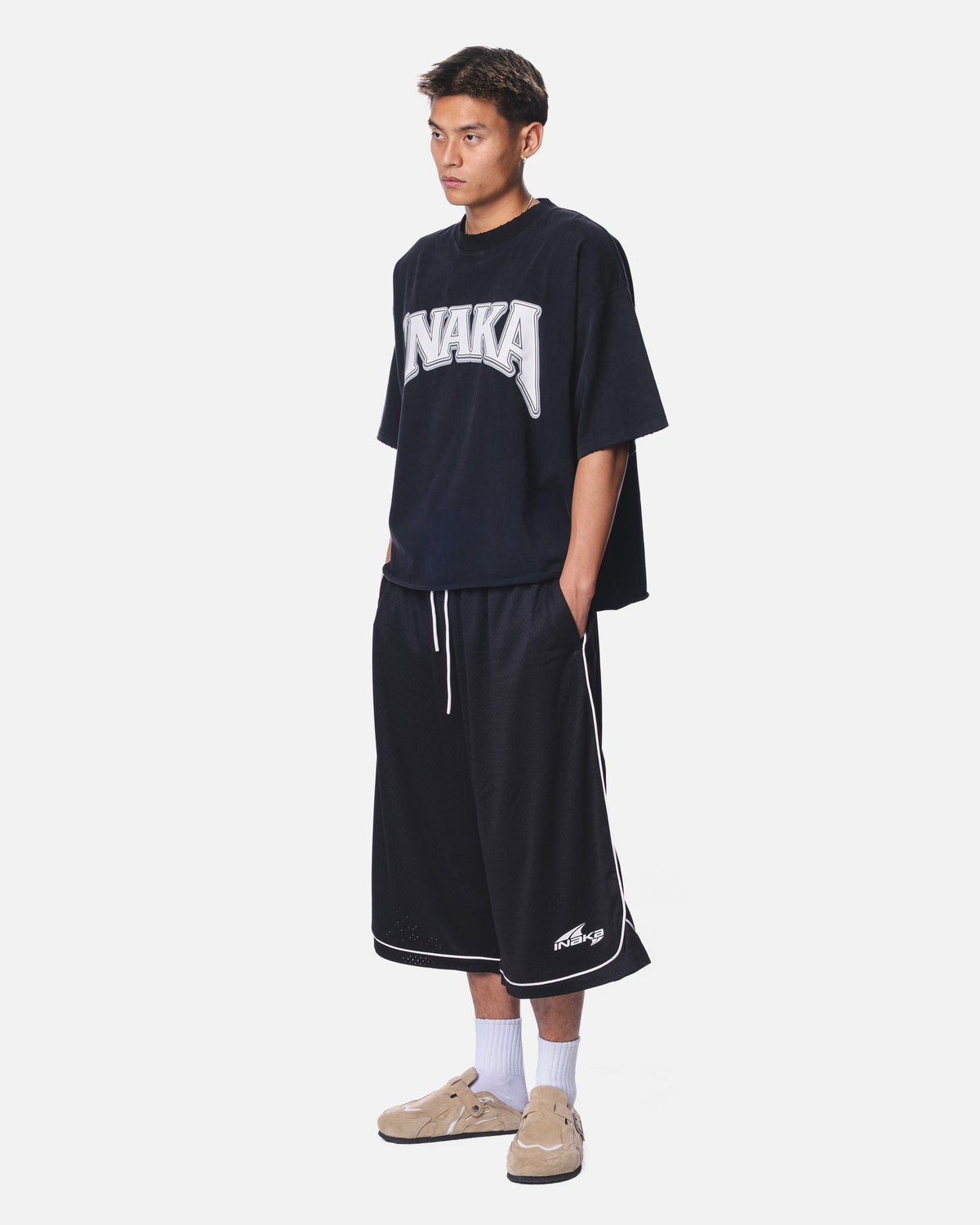 3/4 MESH SHORTS - BLACK