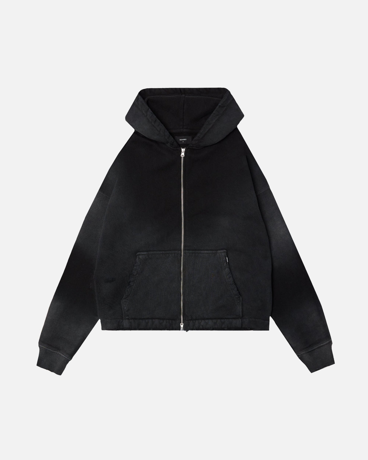 Cropped Weave Zip Hoodie - Sunfaded Black