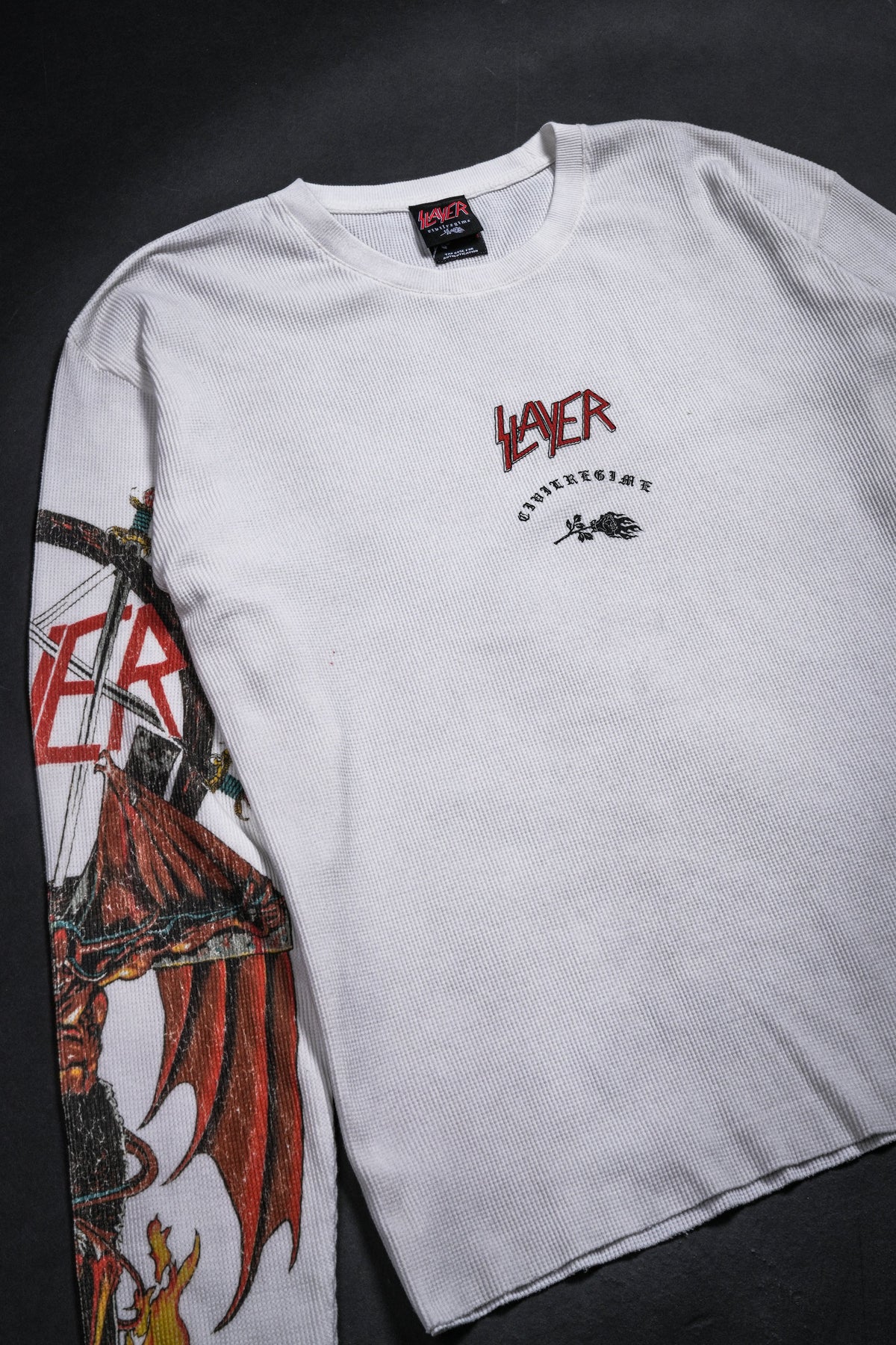 Sacrifice All Raw Edge L/S Waffle Thermal in Stained White