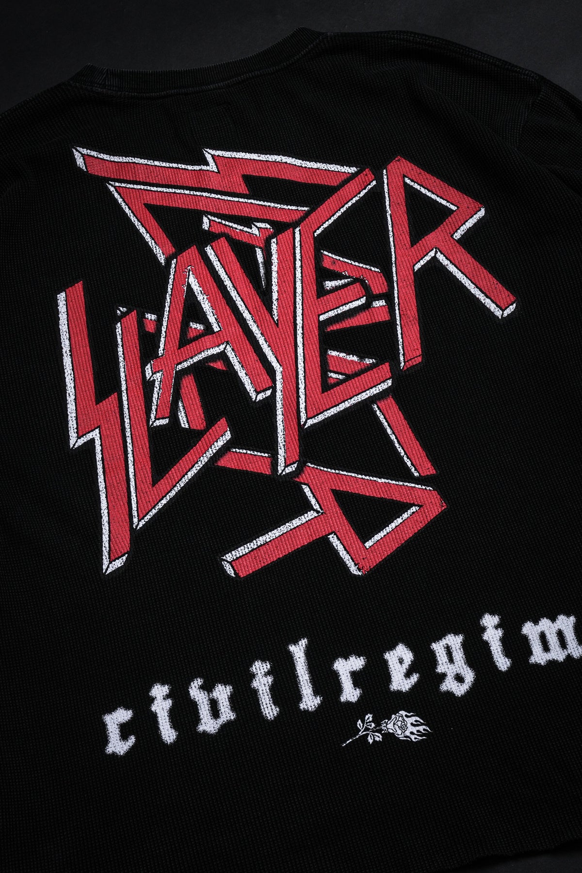 Intrusion Raw Edge L/S Waffle Thermal in Vintage Black