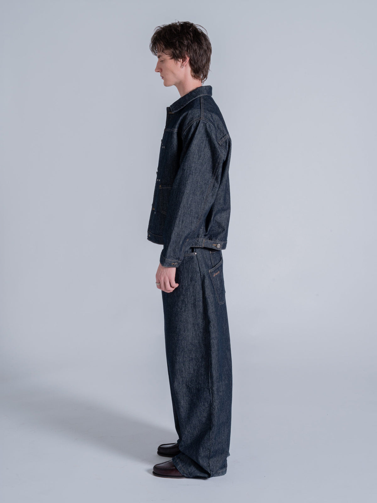 FALLING POCKETS DENIM JACKET - BLUE RAW DENIM