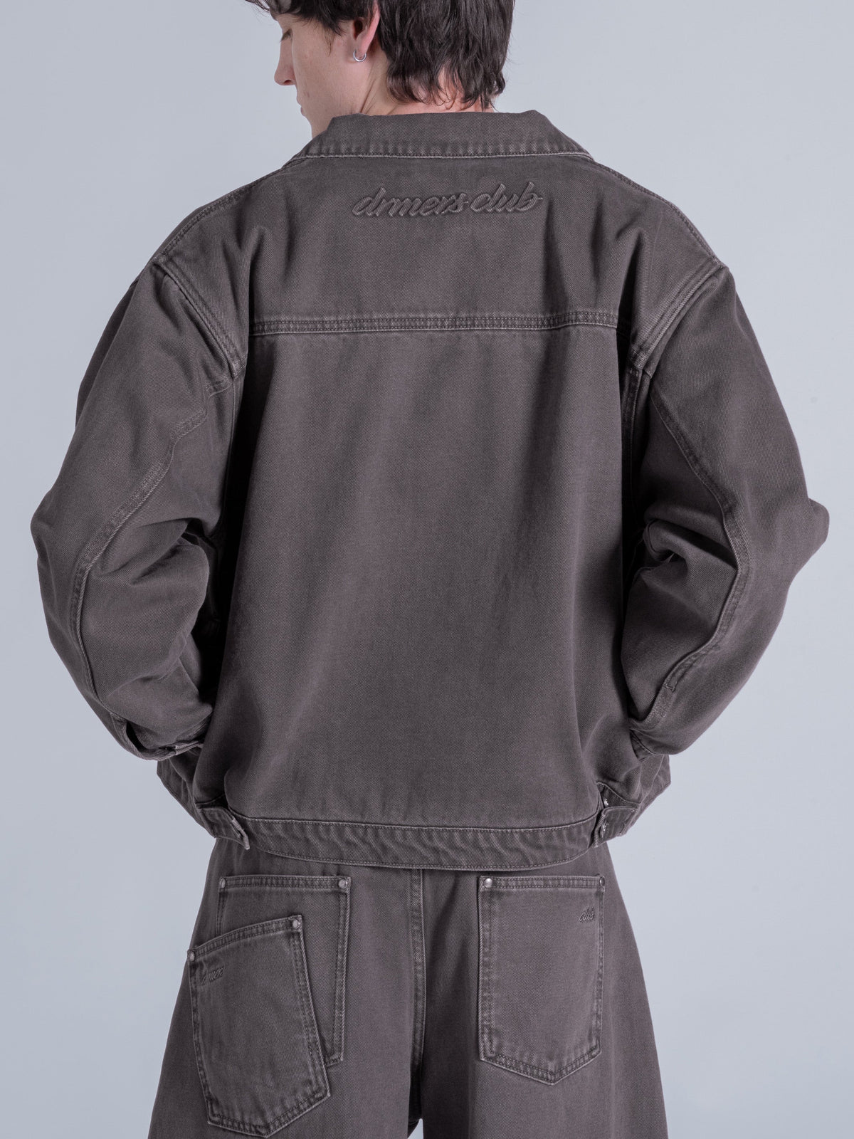 FALLING POCKETS DENIM JACKET - UMBER BROWN