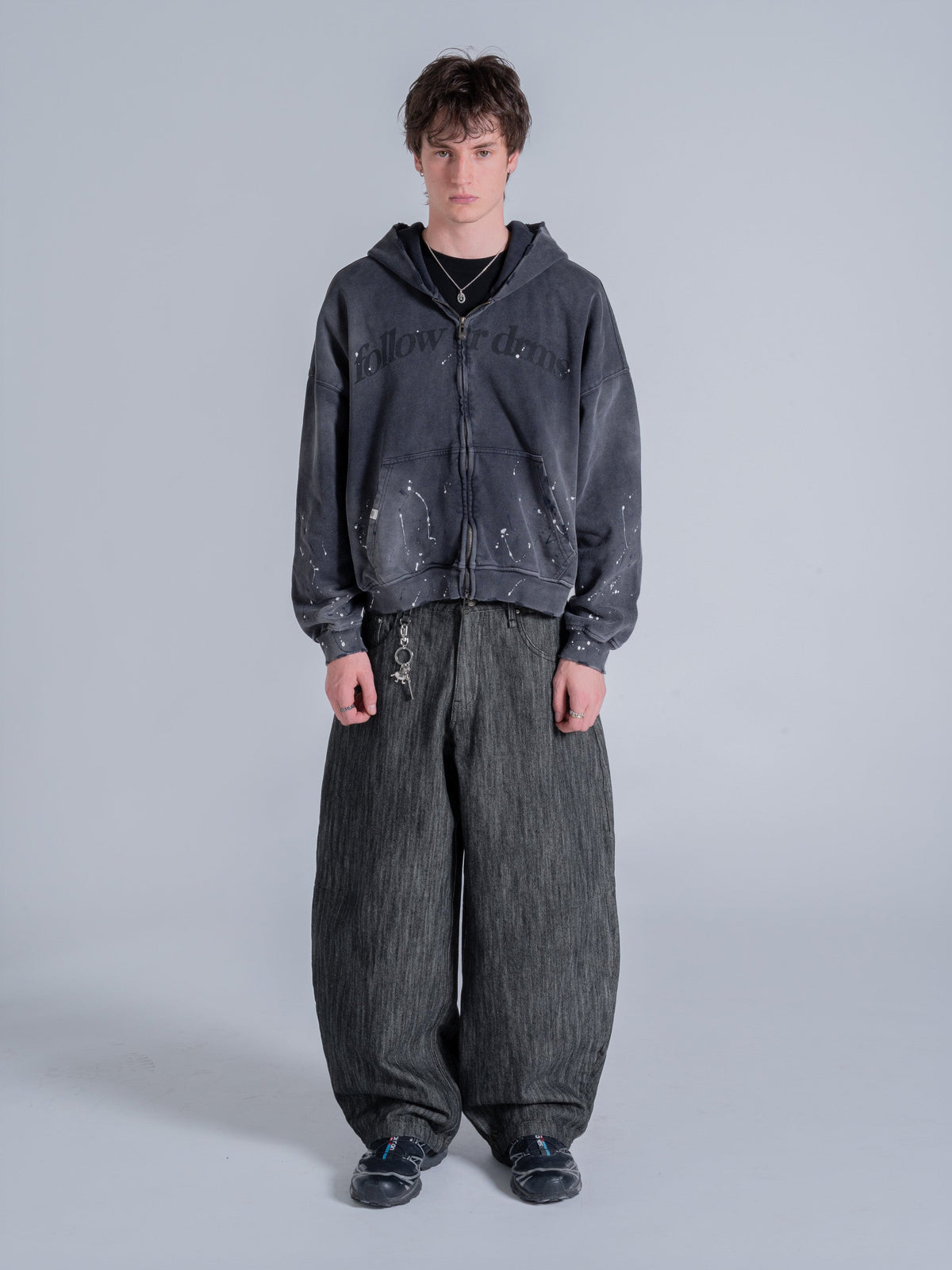 FOLLOW UR DRMS ZIP UP - CHARRED GREY