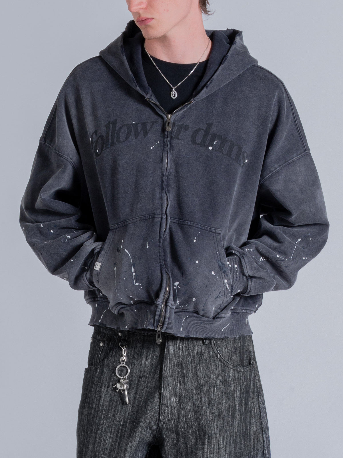 FOLLOW UR DRMS ZIP UP - CHARRED GREY