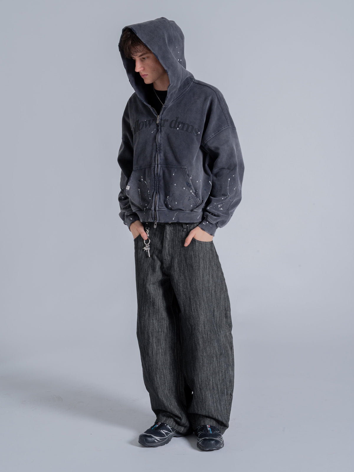 FOLLOW UR DRMS ZIP UP - CHARRED GREY