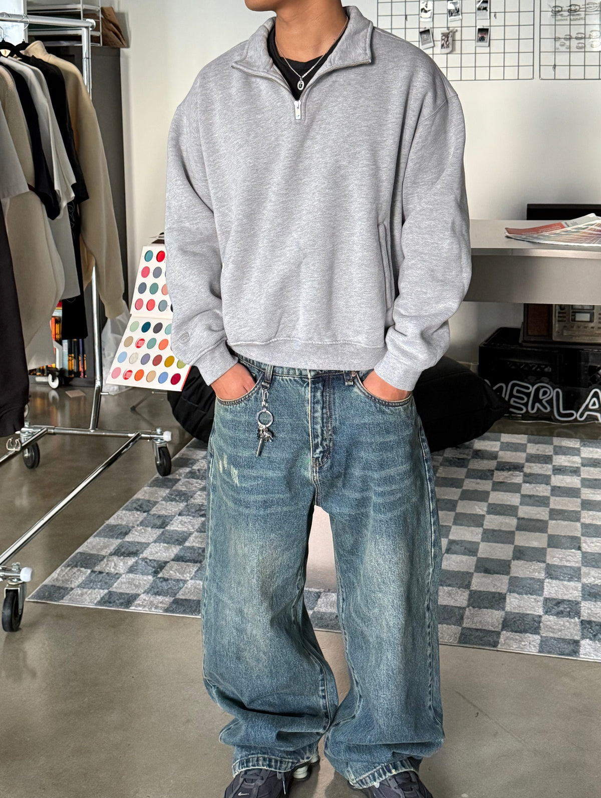 SIGNATURE BASIC QUARTER ZIP - GREY