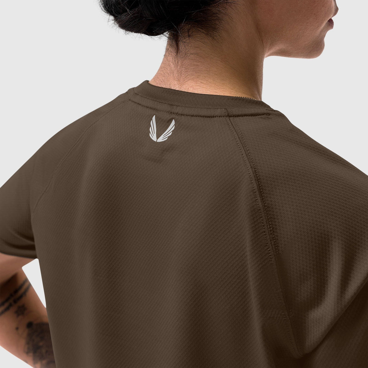 W018. AeroSilver® Cropped Tee - Dark Earth
