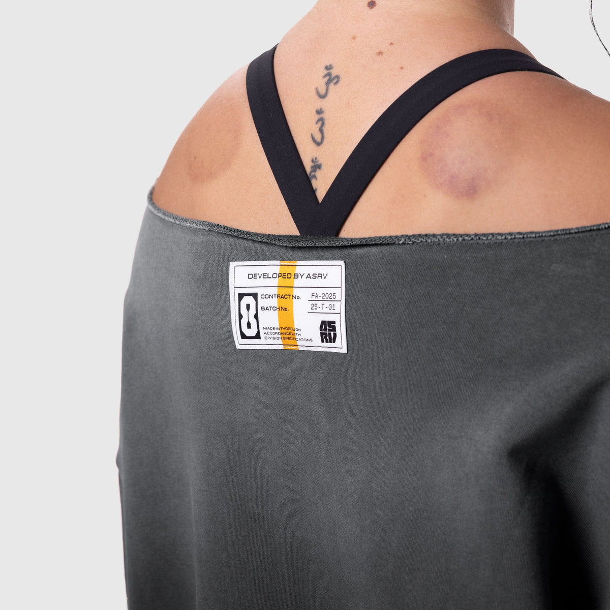 W049. Raw Hem Oversized Crewneck - Black Sun Fade