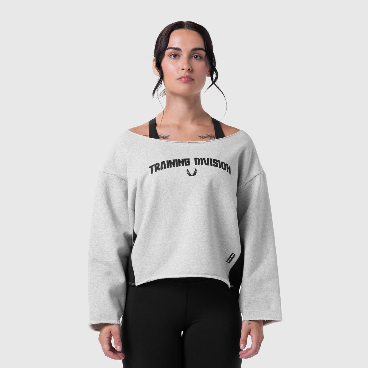 W049. Raw Hem Oversized Crewneck - Heather Grey