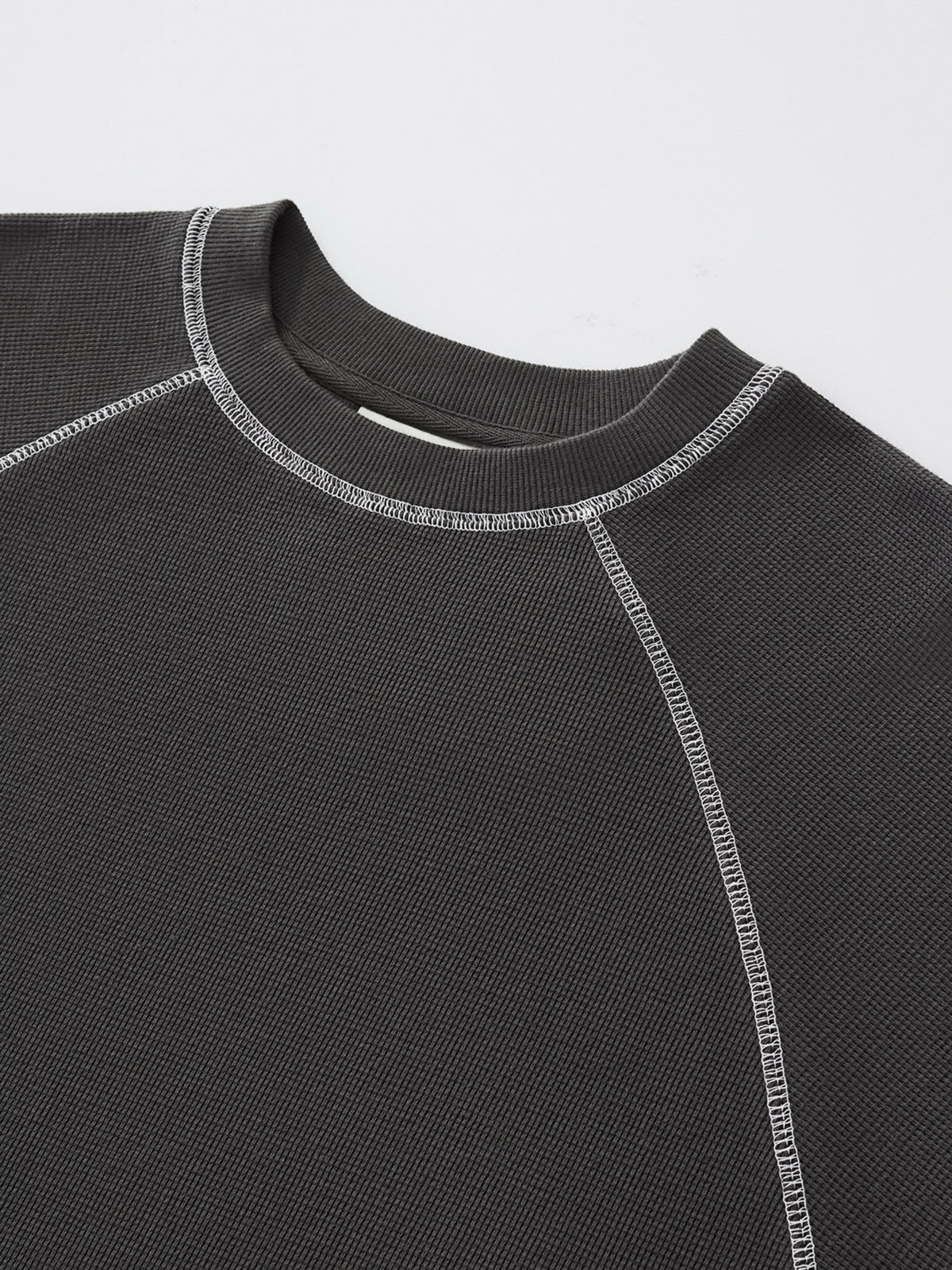 SMILEY WAFFLE LONG SLEEVE TEE - MIDNIGHT CHARCOAL