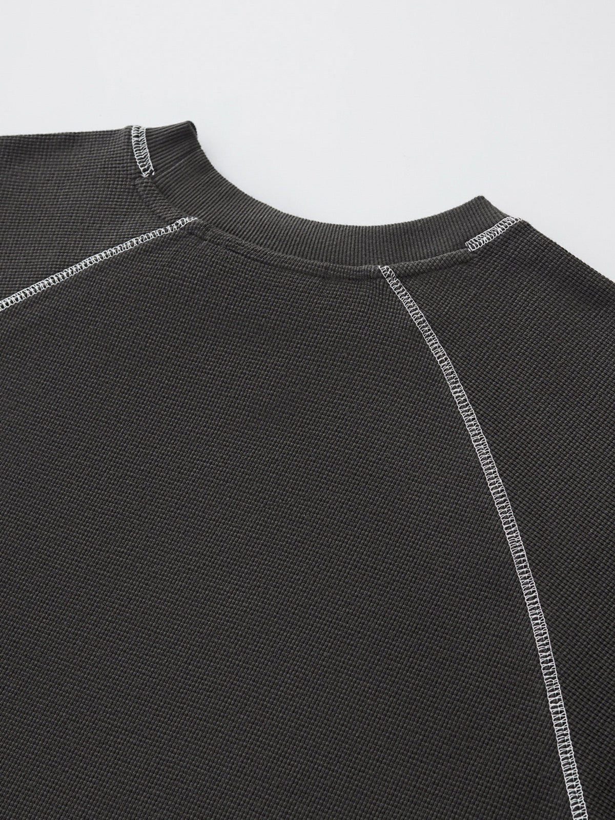 SMILEY WAFFLE LONG SLEEVE TEE - MIDNIGHT CHARCOAL