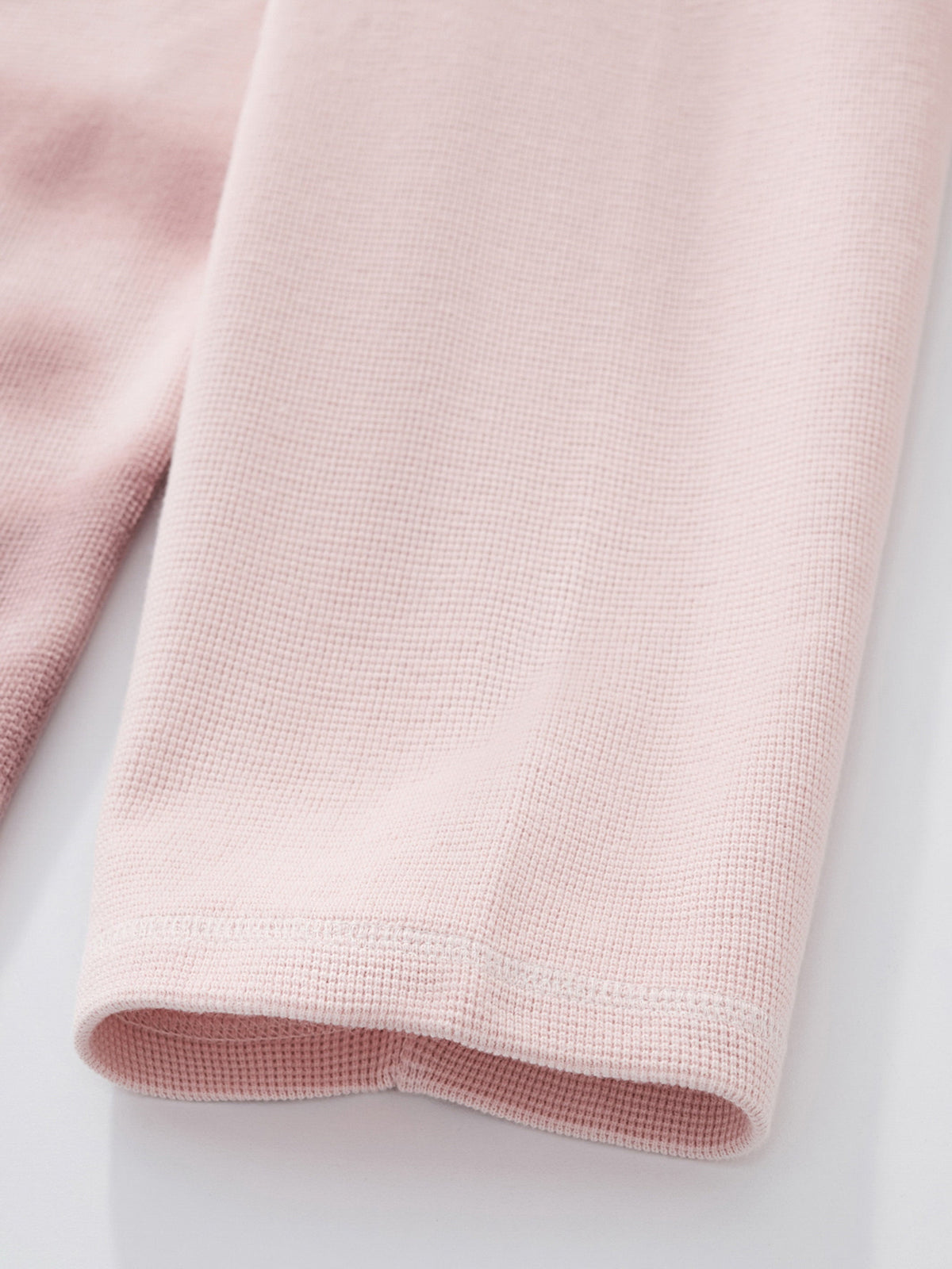 SMILEY WAFFLE LONG SLEEVE TEE - COTTON CANDY PINK