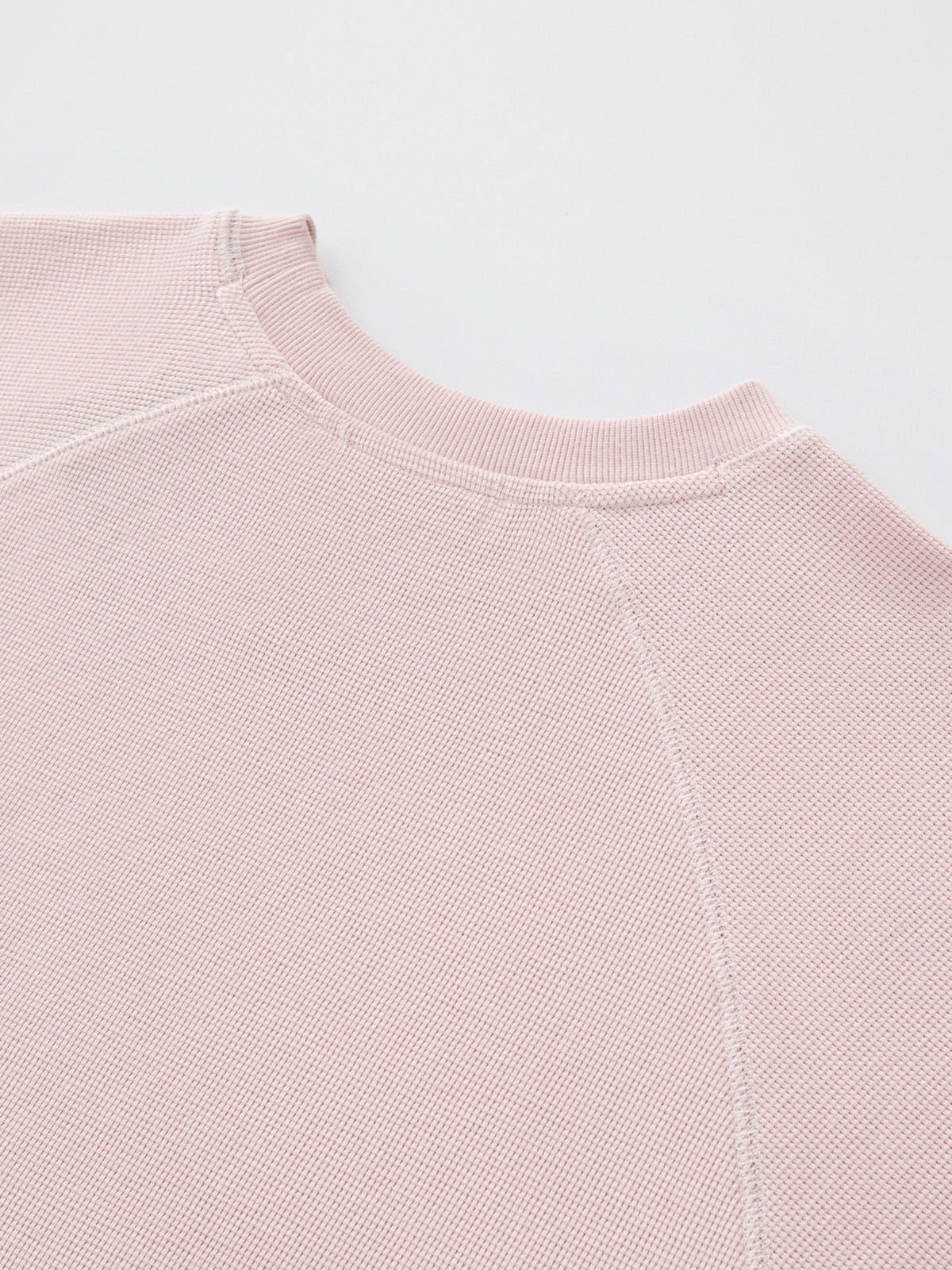 SMILEY WAFFLE LONG SLEEVE TEE - COTTON CANDY PINK