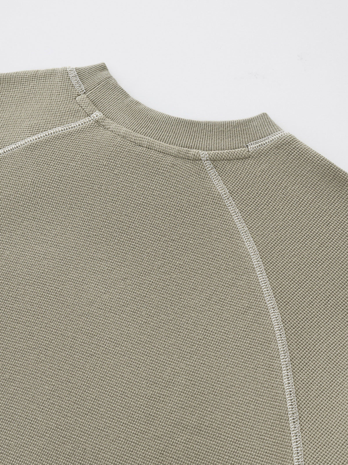 SMILEY WAFFLE LONG SLEEVE TEE - SAGE SMOKE