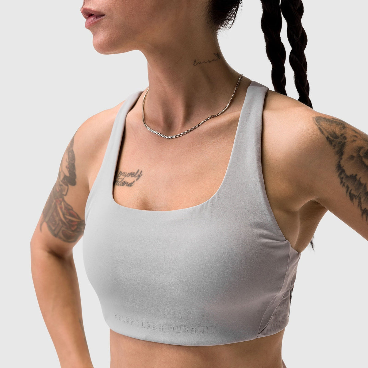 W039. LYCRA® Hybrid Sports Bra - Slate Grey