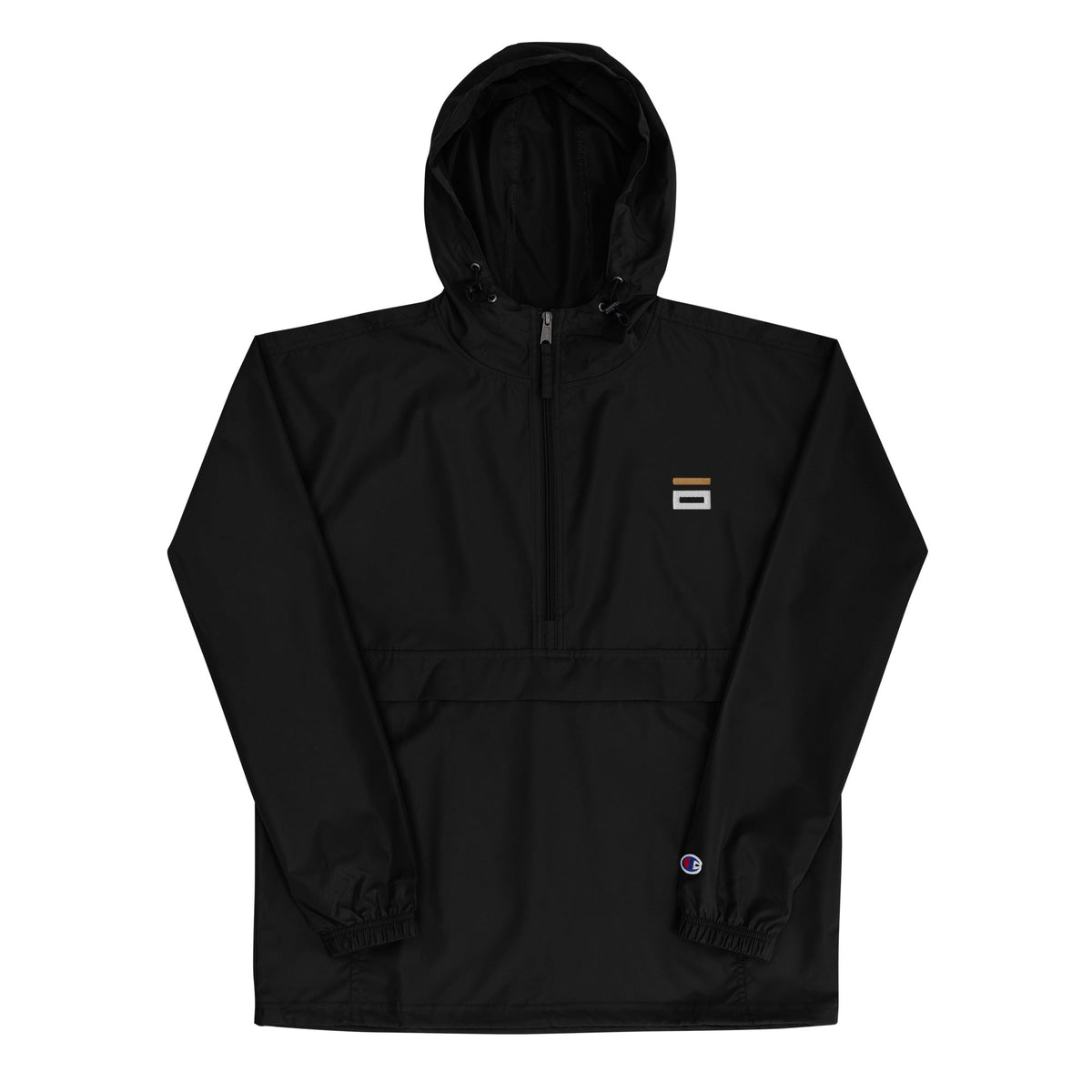 Embroidered Champion Packable Jacket Black