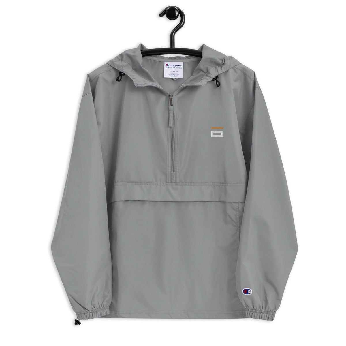 Embroidered Champion Packable Jacket Gray