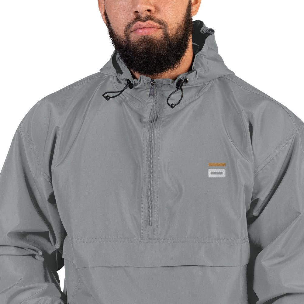 Embroidered Champion Packable Jacket Gray