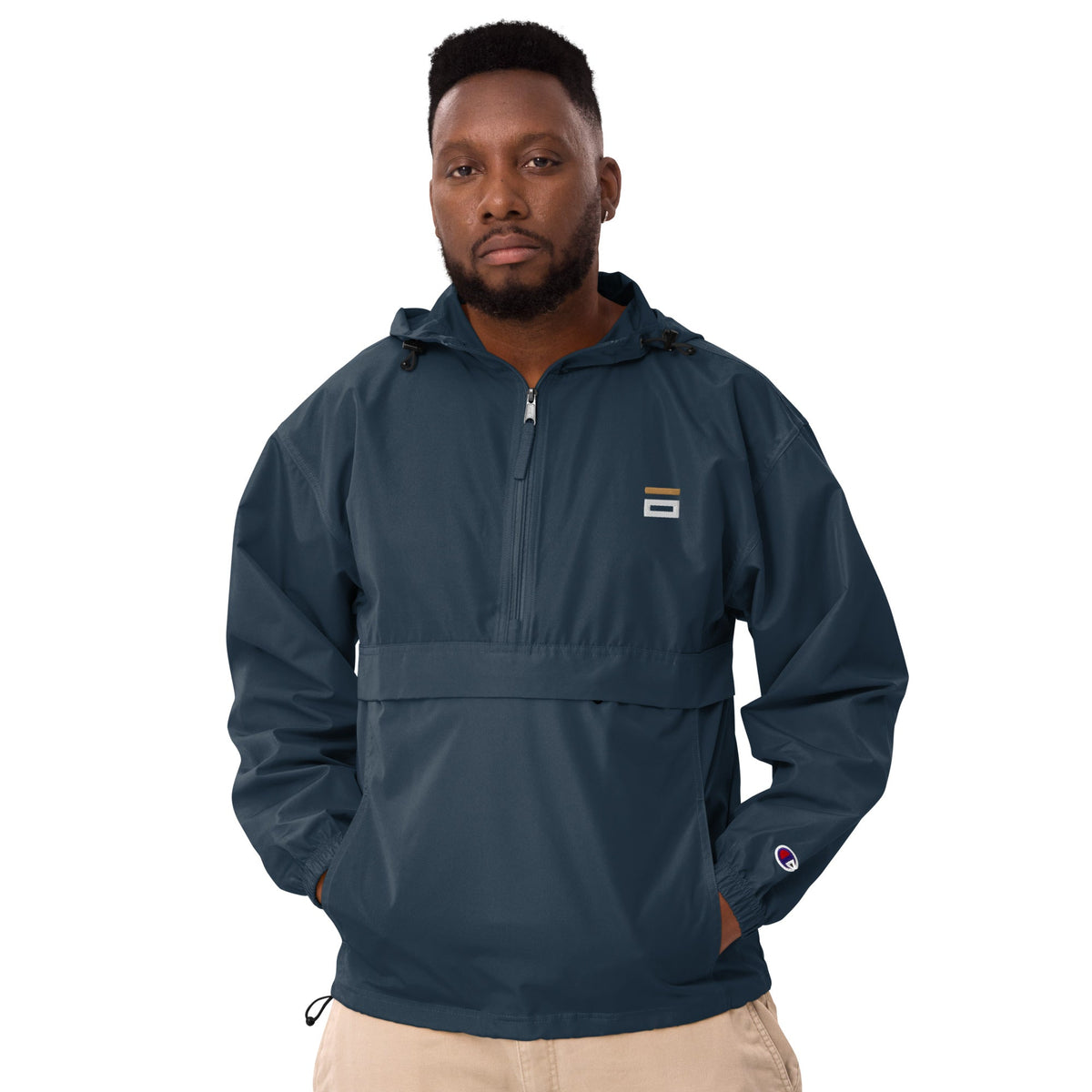Embroidered Champion Packable Jacket Navy