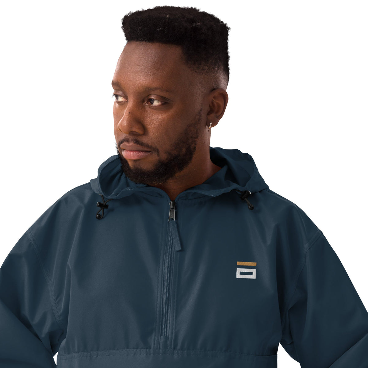 Embroidered Champion Packable Jacket Navy
