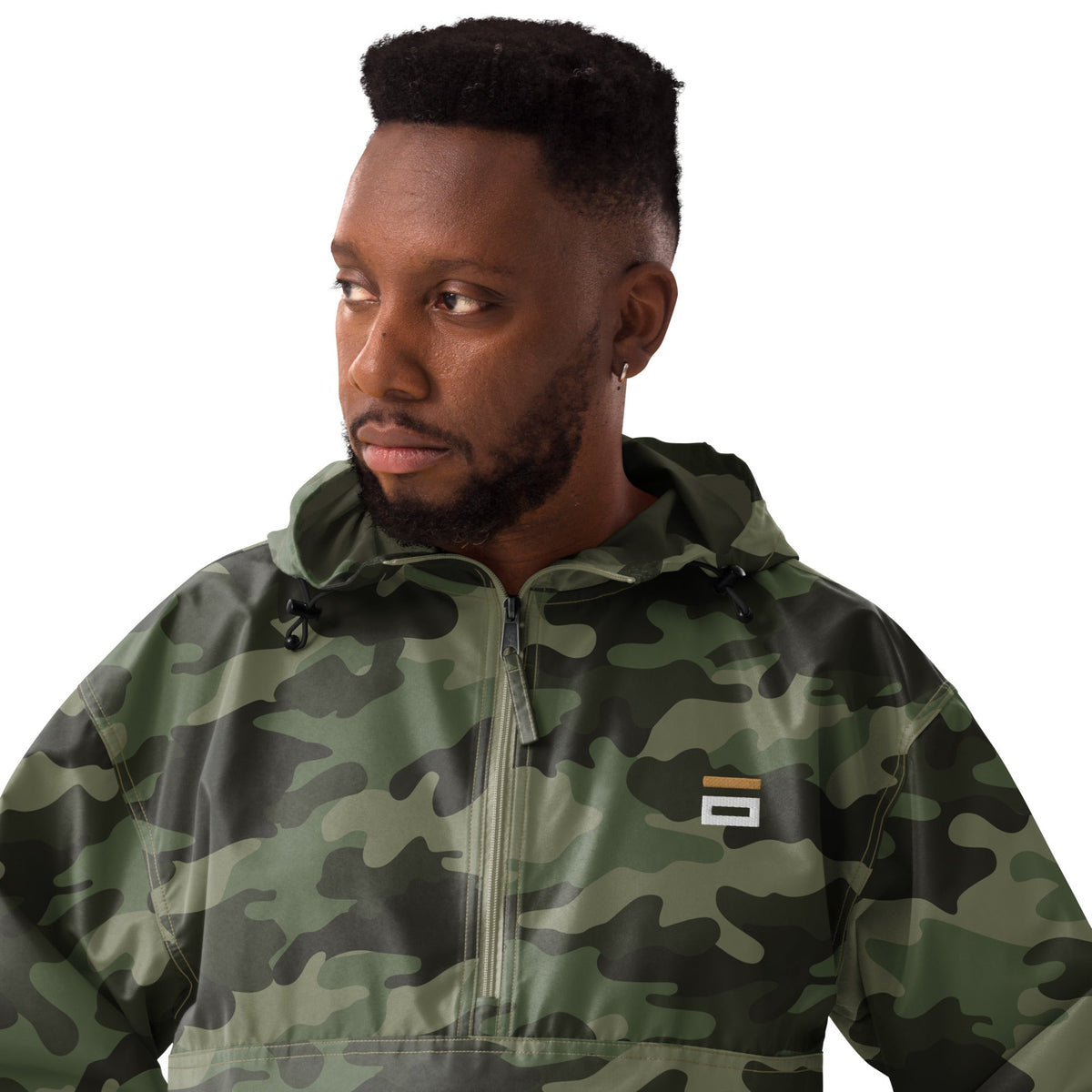 Embroidered Champion Packable Jacket Army