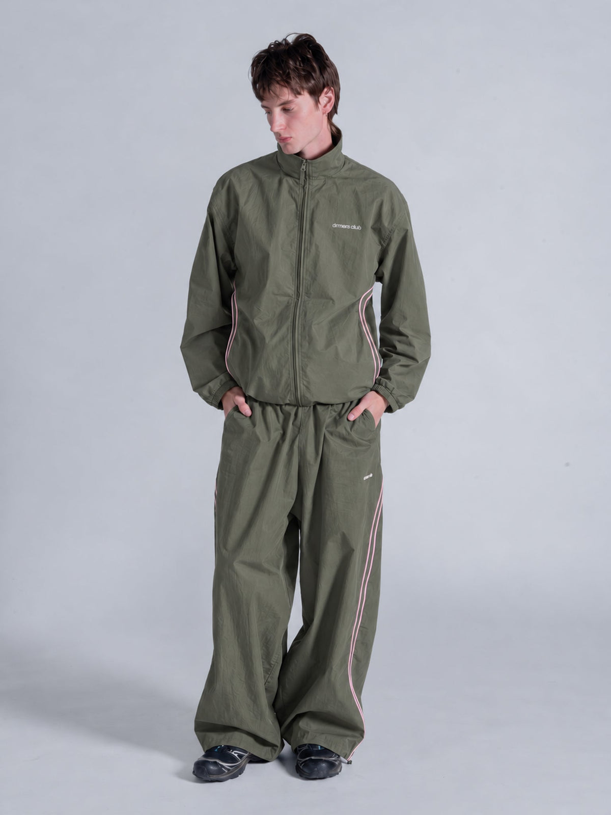 WAVY TRACK PANT - OLIVE GREEN