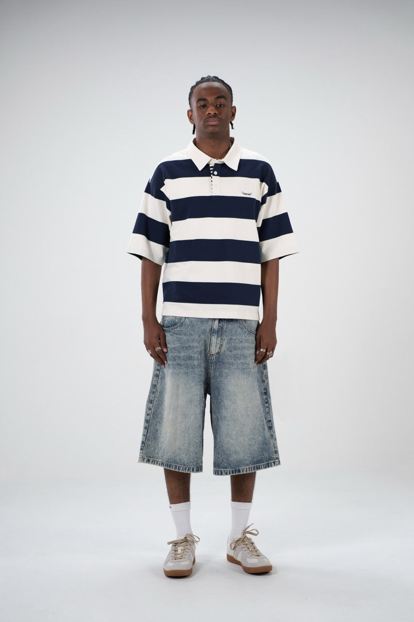 Striped Polo Shirt - Navy