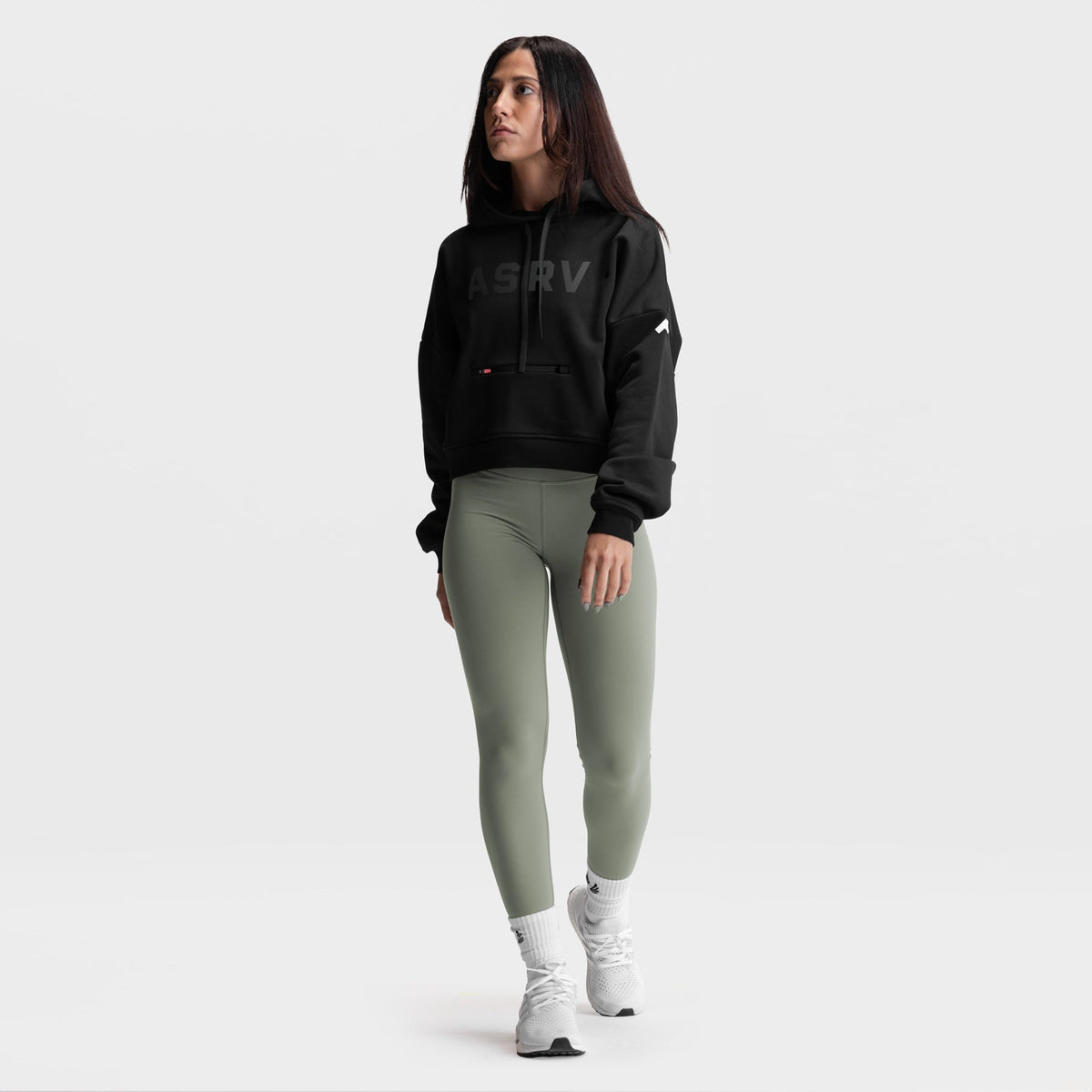 ASRV x Tonal Women's French-Terry Cropped Hoodie - Black
