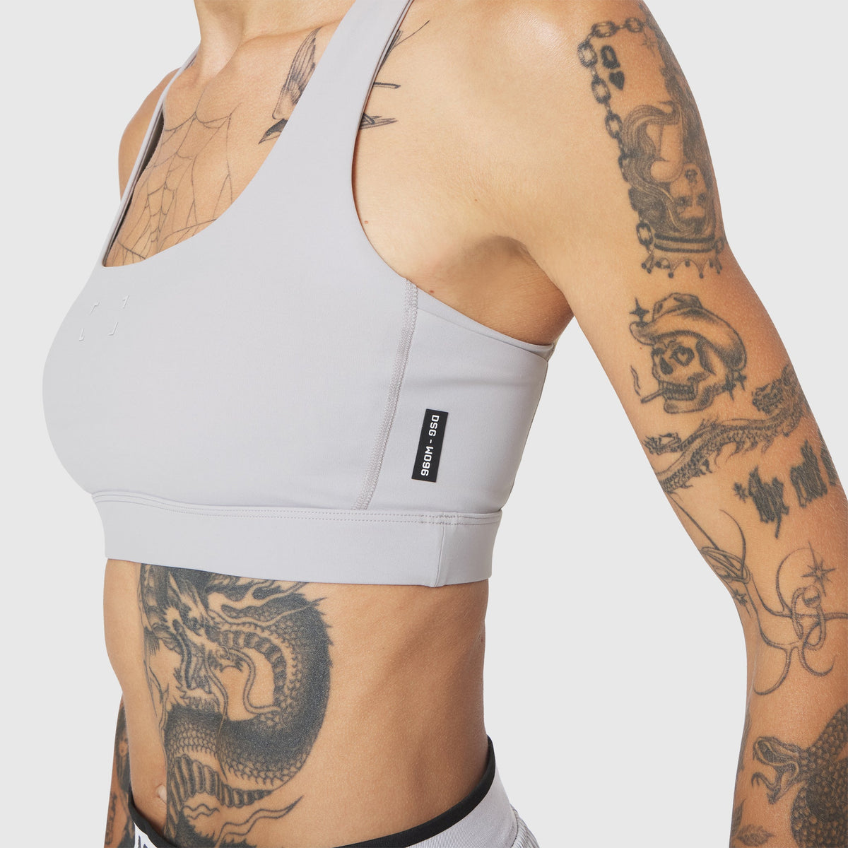 W096. LYCRA® ADAPTIV Racerback Sports Bra - Slate Grey