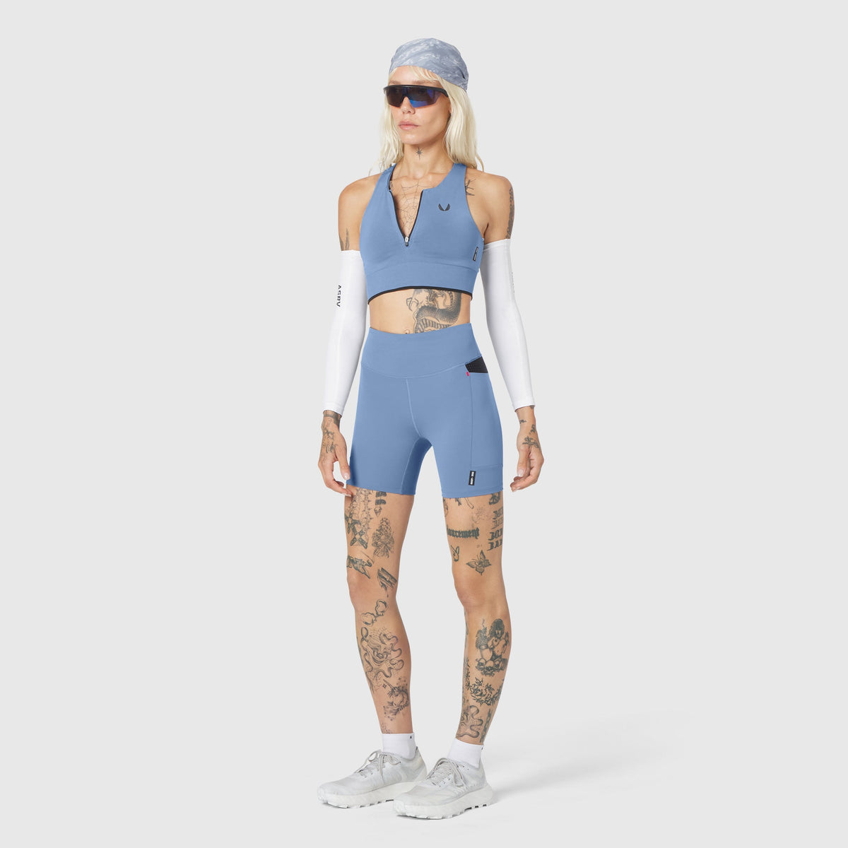 W097. LYCRA® ADAPTIV Seamless Zip Bra - Slate Blue